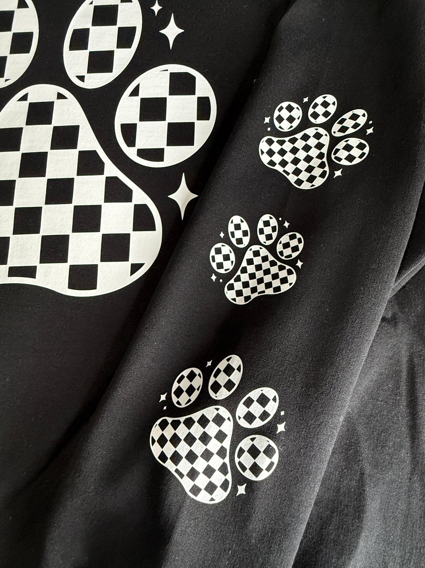 White Checkered Paw print tee