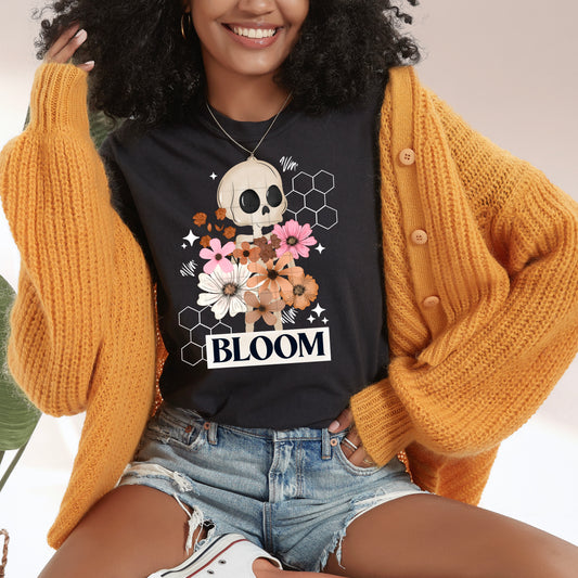 Bloom Skull tee (White Ink)