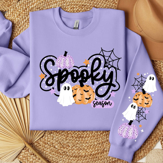 GLITTER - Large SPOOKY Season design with sleeve design sweatshirt (Copy)