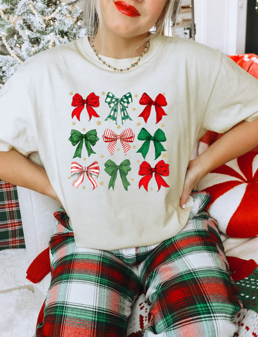 Christmas Bow Coquette tee