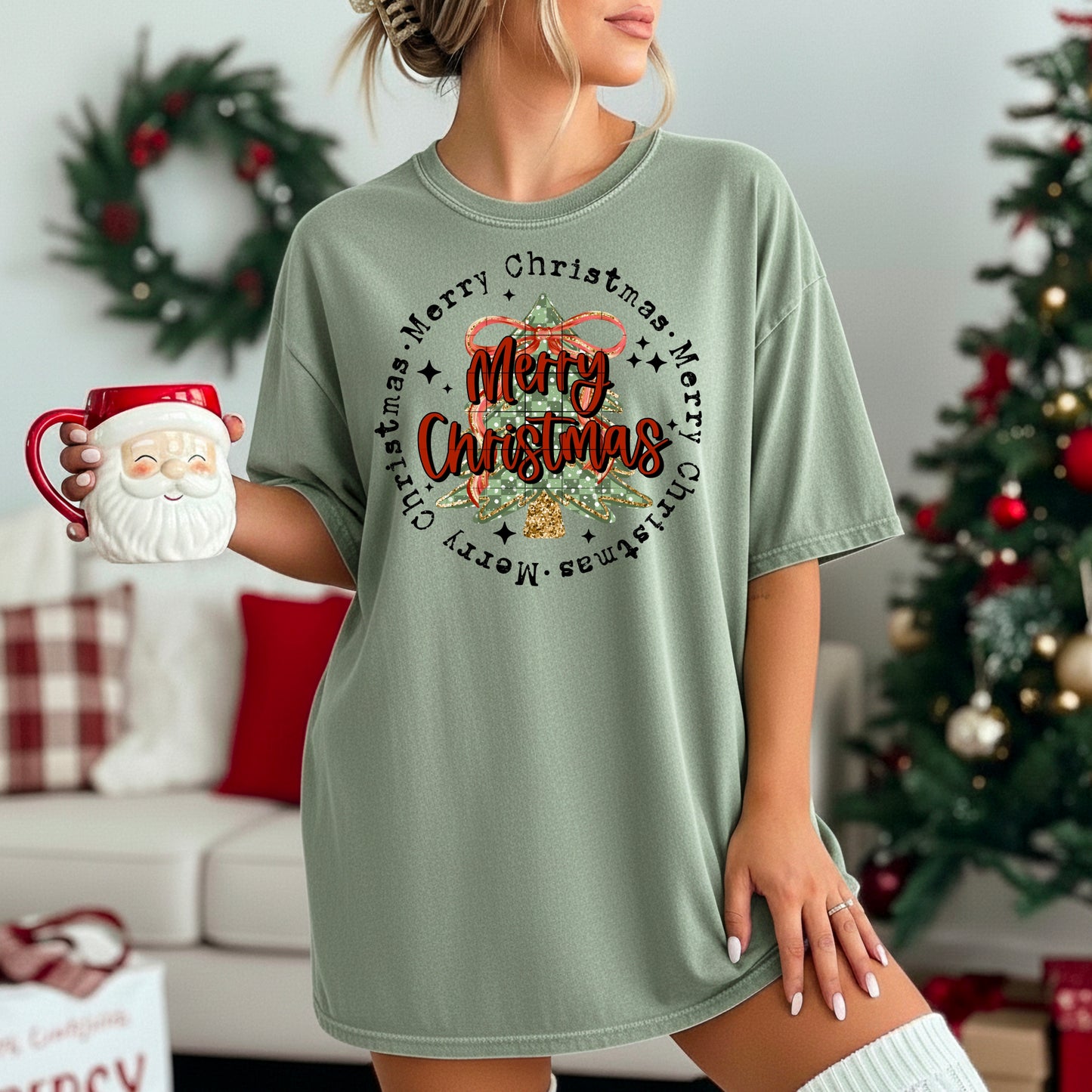 Merry Merry Christmas tee (Black Ink)