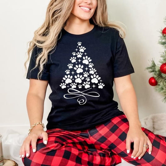 Pawprint Christmas Tree tee