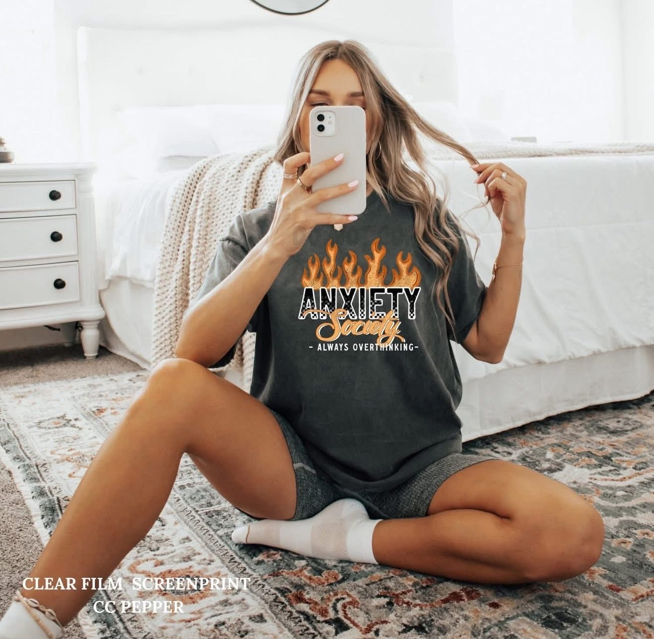 Anxiety Society tee (White Ink)