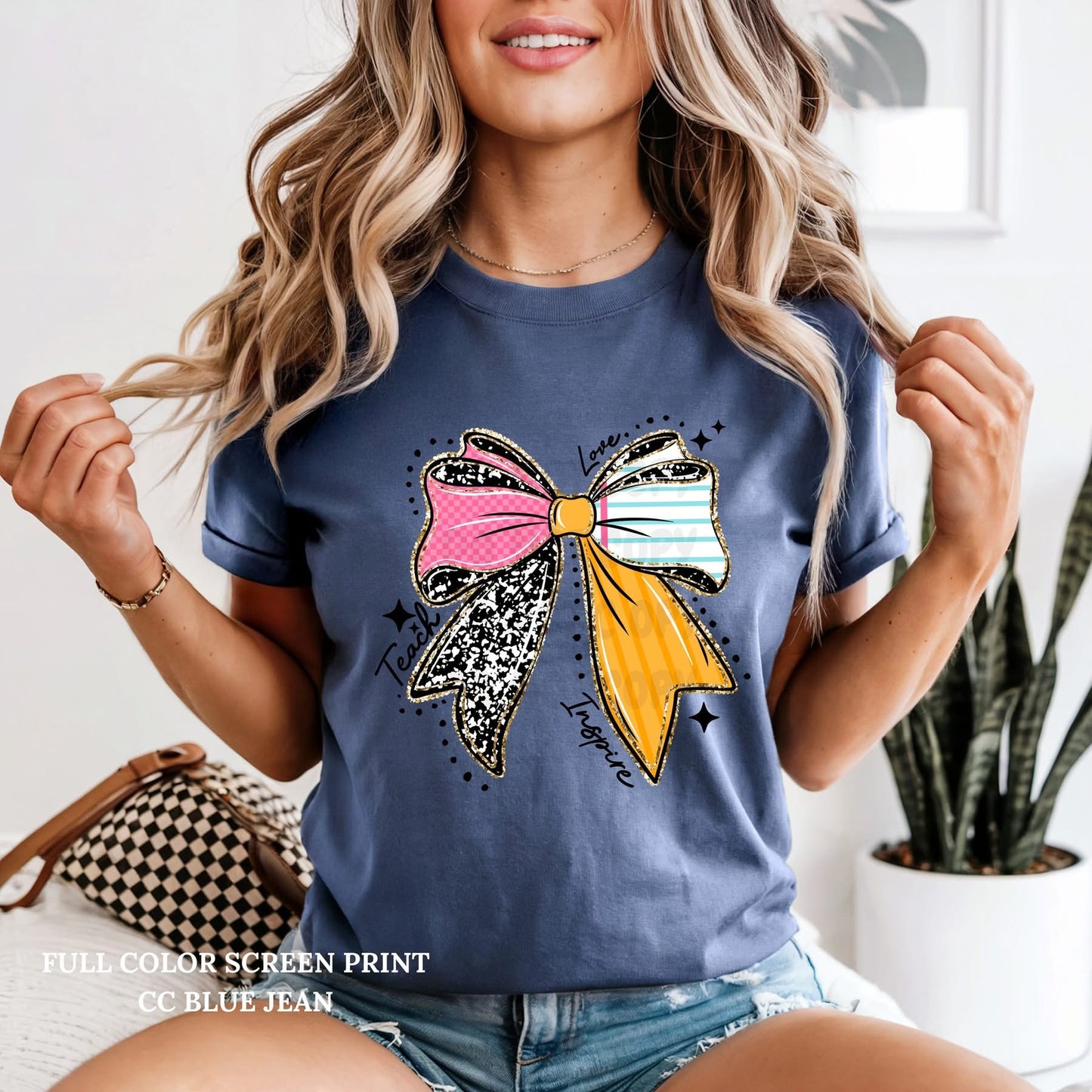 Large Teacher Bow tee