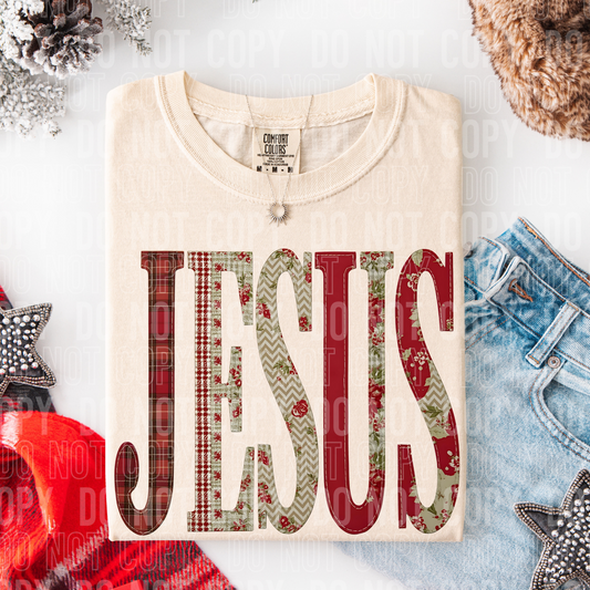 Jesus faux quilt look tee