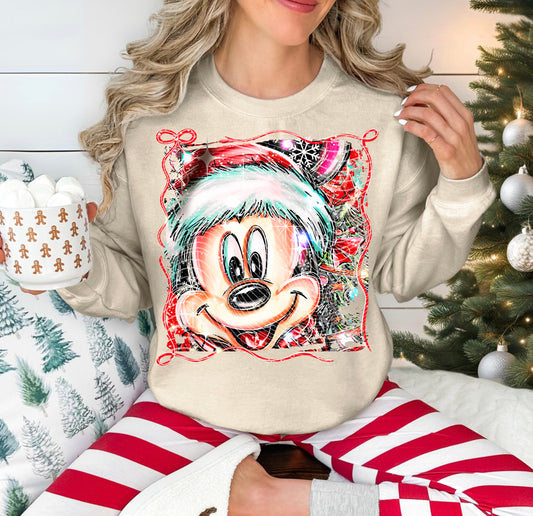 Male Christmas Mouse sweatshirt with sleeve design