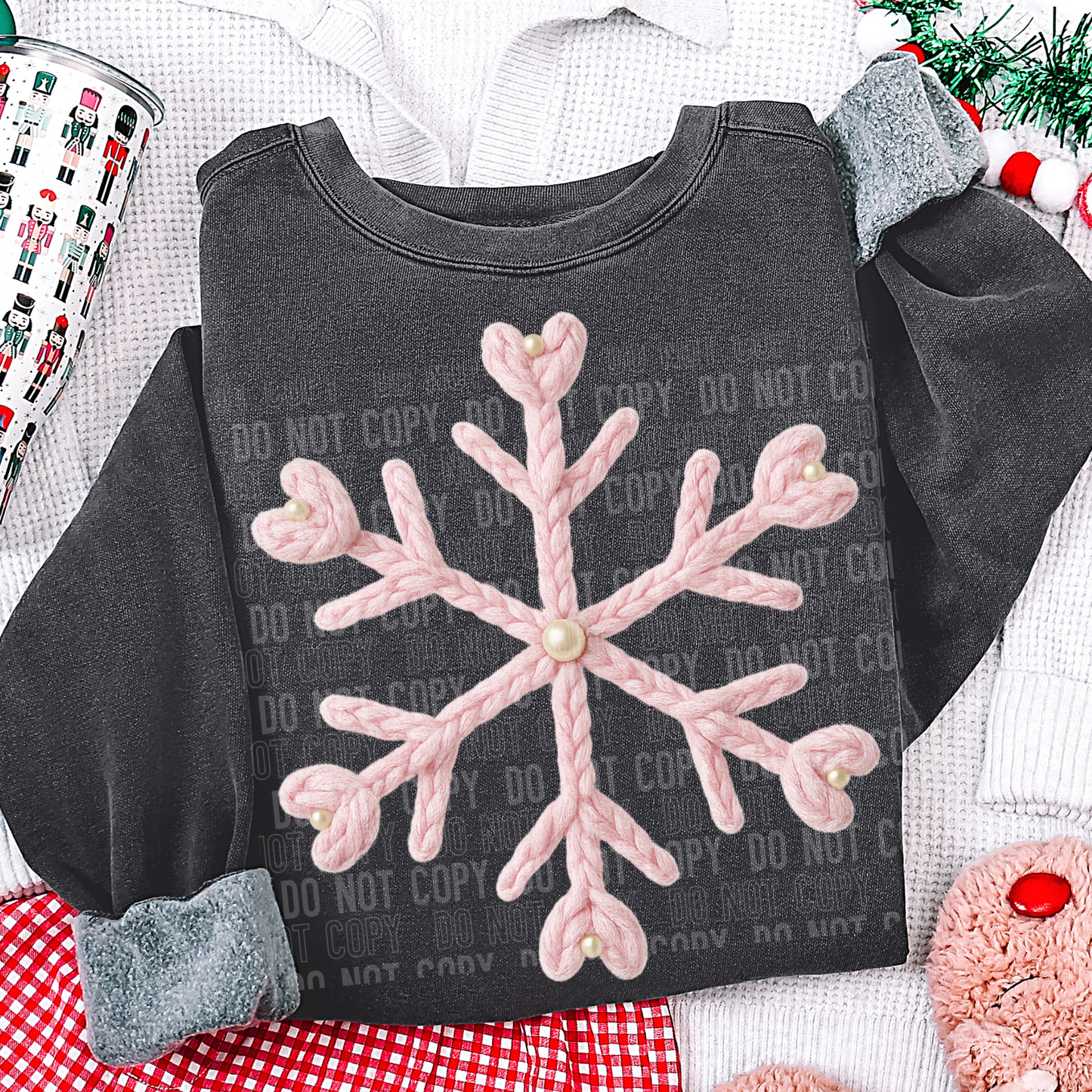 Light pink Snowflake faux yarn tee