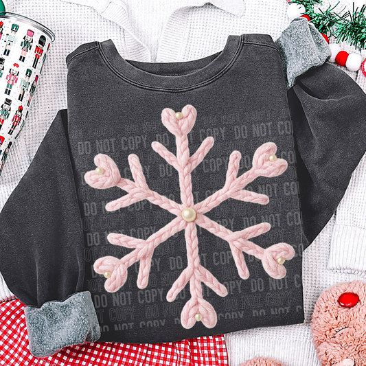 Light pink Snowflake faux yarn tee