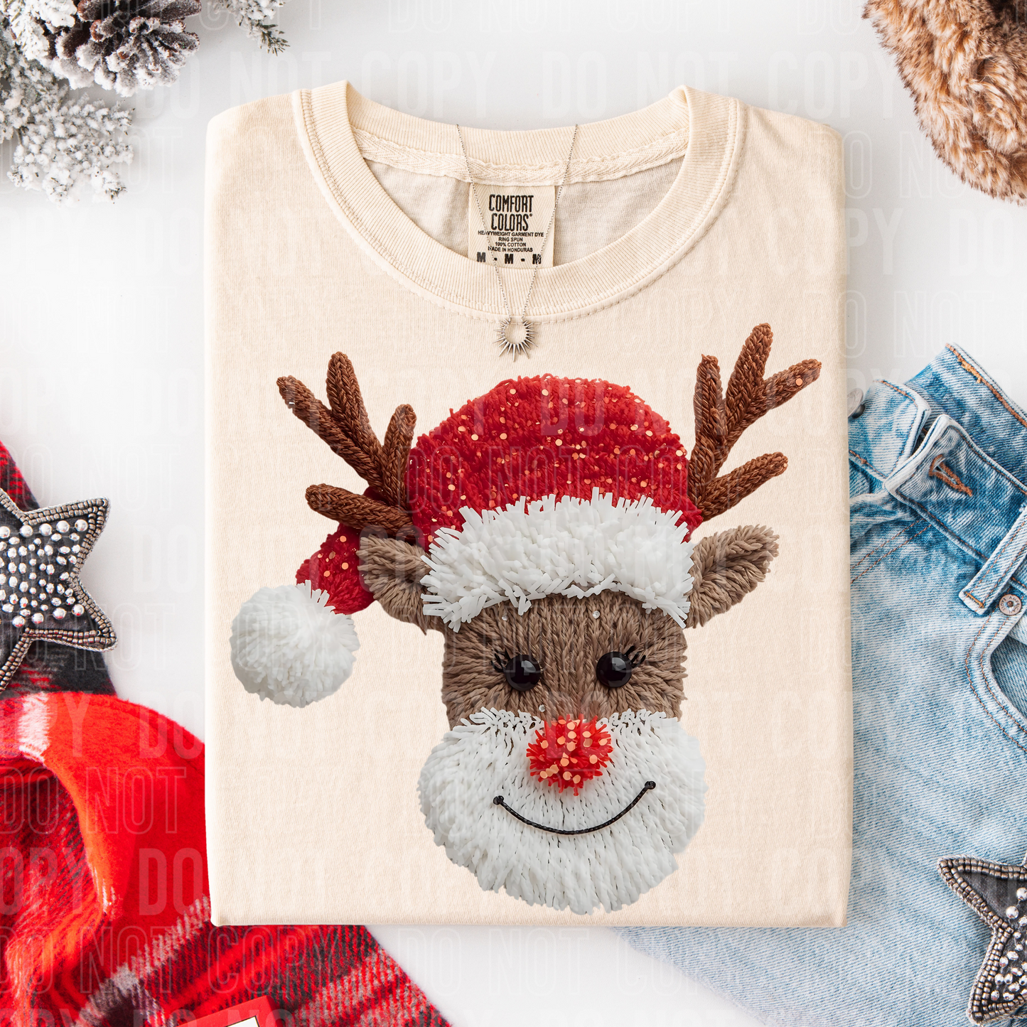 Reindeer faux yarn tee