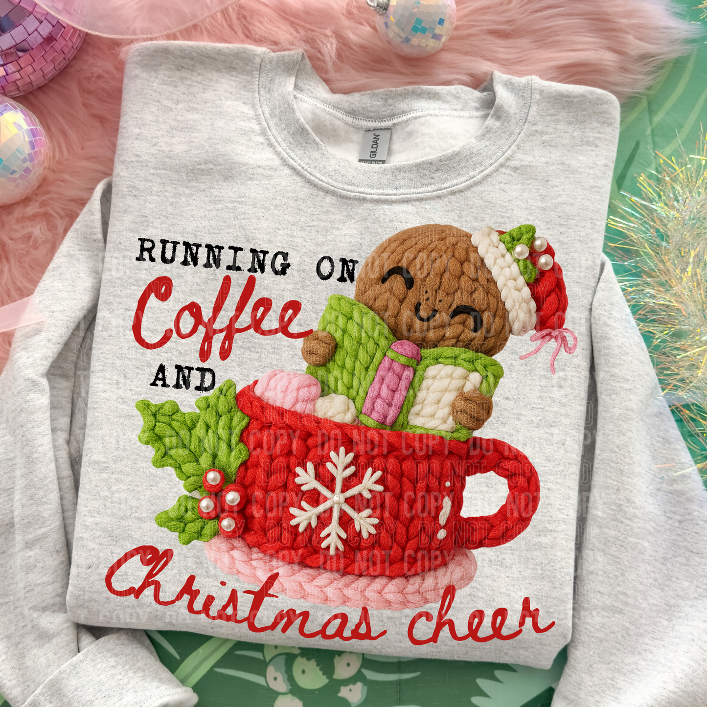 Running on Christmas Coffee faux yarn tee