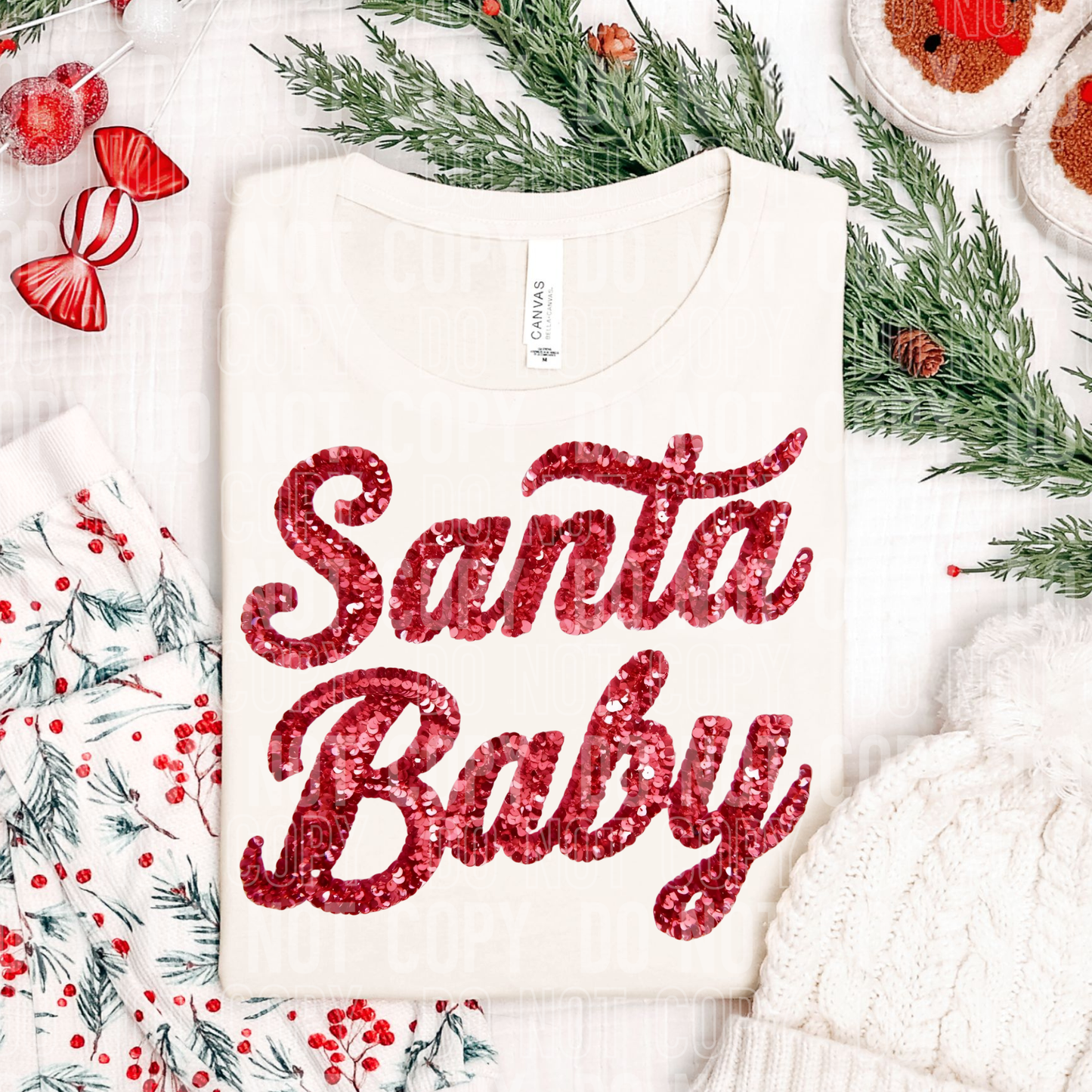 Santa Baby faux sequin tee