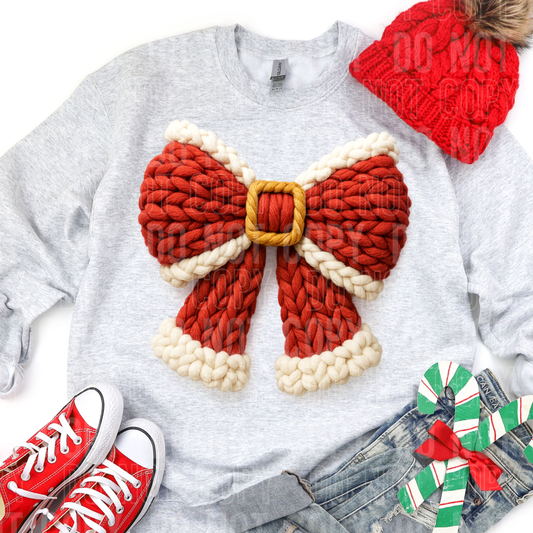 Santa Bow faux yarn tee