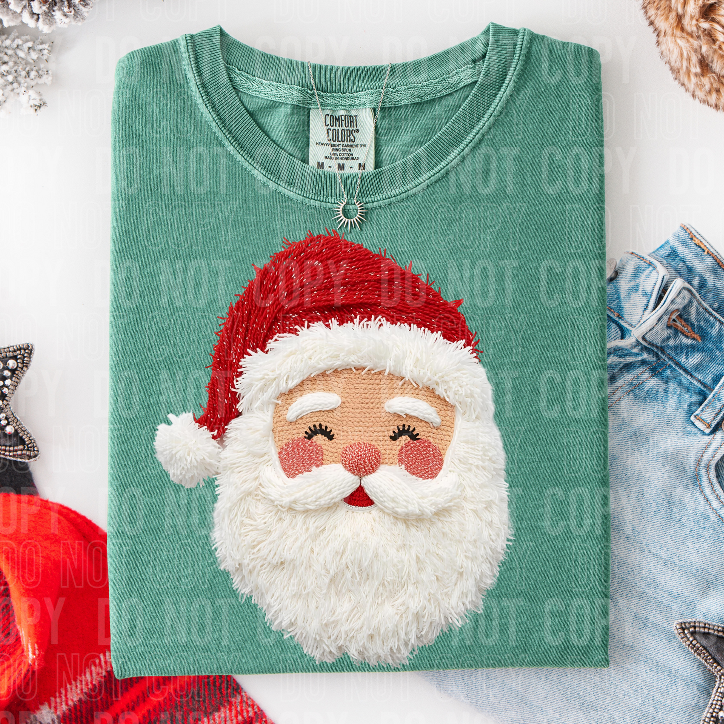 Realistic Santa faux yarn tee