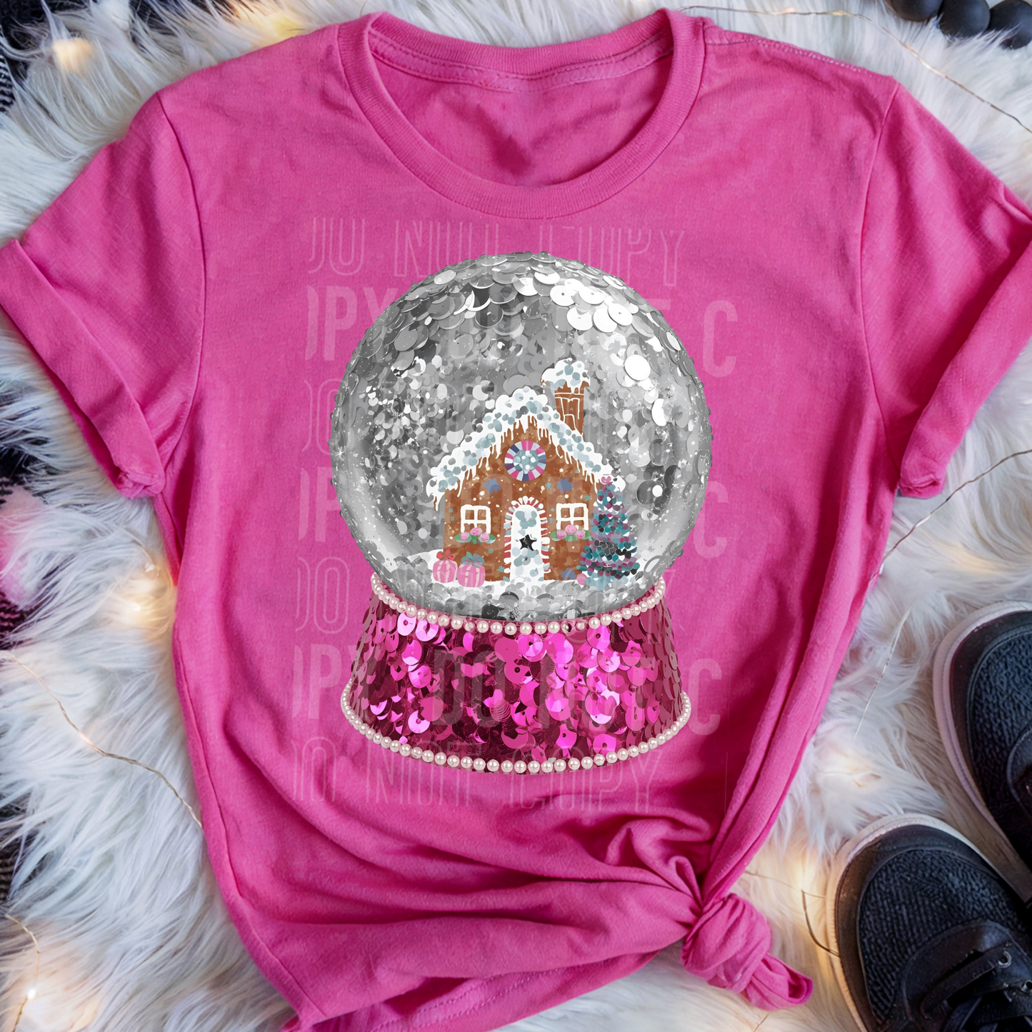 Pink Snowglobe faux sequin tee