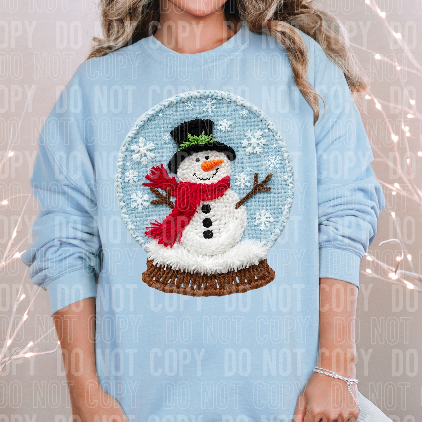 Snowman Snow Globe faux yarn tee