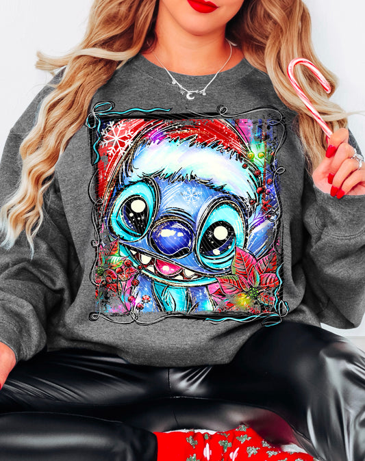 Blue Alien sweatshirt with sleeve design