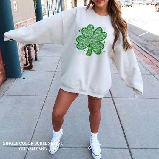 Faux Lace Shamrock tee (Irish Green)
