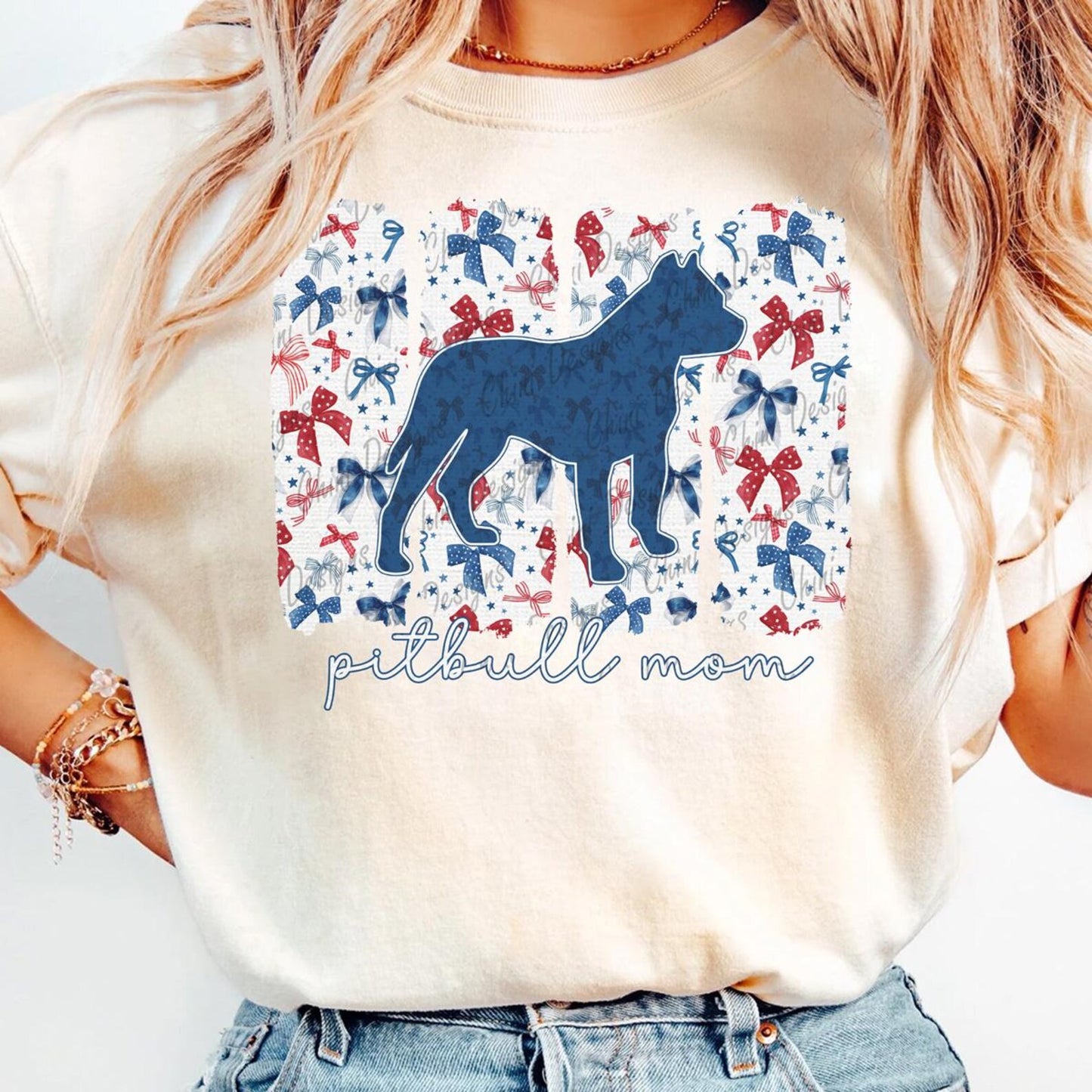 Patriotic Pitbull Mom tee